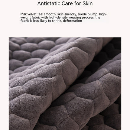 Milk Fleece Fitted Sheet Mattress Protector, Soft And Breathable Thickened With Elastic Deep Bed Cover