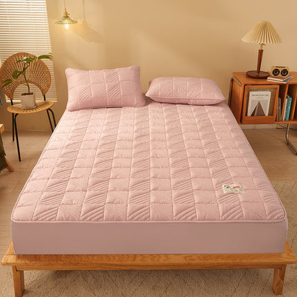Couvre-lit matelassé respirant de couleur unie, drap infroissable tout compris, couvre-lit épais antidérapant, protège-matelas