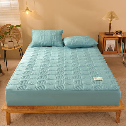 Couvre-lit matelassé respirant de couleur unie, drap infroissable tout compris, couvre-lit épais antidérapant, protège-matelas