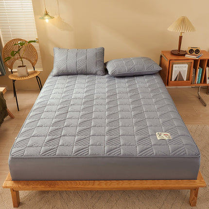 Couvre-lit matelassé respirant de couleur unie, drap infroissable tout compris, couvre-lit épais antidérapant, protège-matelas