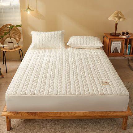Couvre-lit matelassé respirant de couleur unie, drap infroissable tout compris, couvre-lit épais antidérapant, protège-matelas