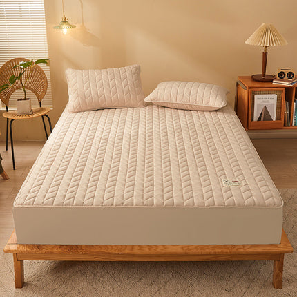 Couvre-lit matelassé respirant de couleur unie, drap infroissable tout compris, couvre-lit épais antidérapant, protège-matelas