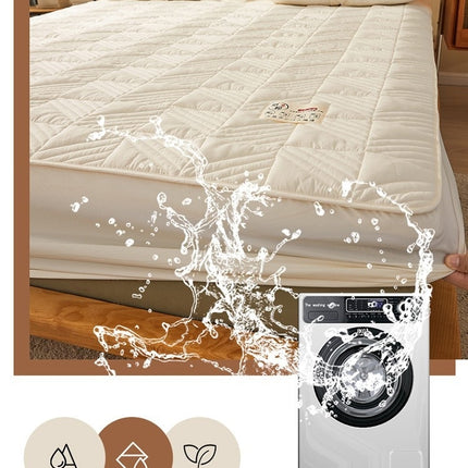 Couvre-lit matelassé respirant de couleur unie, drap infroissable tout compris, couvre-lit épais antidérapant, protège-matelas