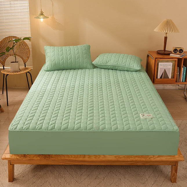 Solid Color Breathable Quilted Bedspread, All-Inclusive Wrinkle-Resistant Sheet, Non-Slip Thickened Bedspread,Mattress Protector