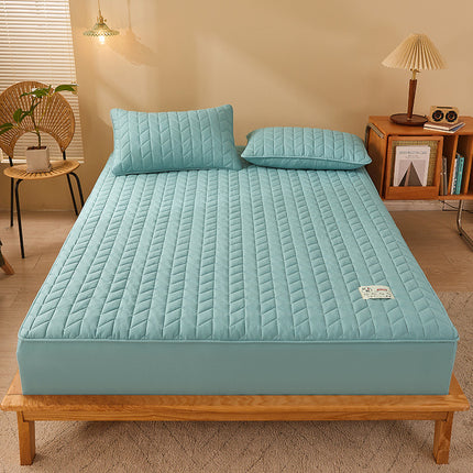 Couvre-lit matelassé respirant de couleur unie, drap infroissable tout compris, couvre-lit épais antidérapant, protège-matelas confortable