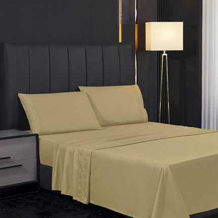 Queen Size Sheet Set Soft Deep Pocket Bedding Fitted Sheet Pillowcase Breathable Wrinkle and Fade Resistant Sheet Set