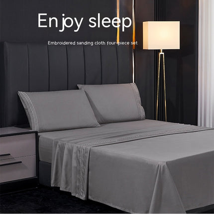Queen Size Sheet Set Soft Deep Pocket Bedding Fitted Sheet Pillowcase Breathable Wrinkle and Fade Resistant Sheet Set