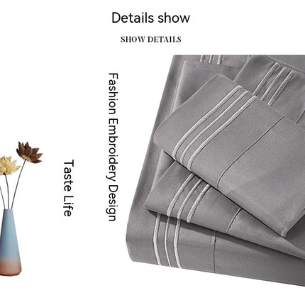 Queen Size Sheet Set Soft Deep Pocket Bedding Fitted Sheet Pillowcase Breathable Wrinkle and Fade Resistant Sheet Set