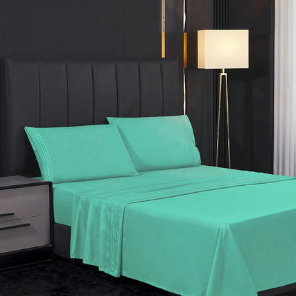 Queen Size Sheet Set Soft Deep Pocket Bedding Fitted Sheet Pillowcase Breathable Wrinkle and Fade Resistant Sheet Set