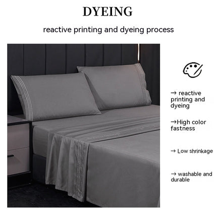 Queen Size Sheet Set Soft Deep Pocket Bedding Fitted Sheet Pillowcase Breathable Wrinkle and Fade Resistant Sheet Set
