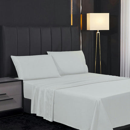 Queen Size Sheet Set Soft Deep Pocket Bedding Fitted Sheet Pillowcase Breathable Wrinkle and Fade Resistant Sheet Set