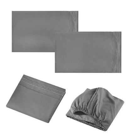 Queen Size Sheet Set Soft Deep Pocket Bedding Fitted Sheet Pillowcase Breathable Wrinkle and Fade Resistant Sheet Set