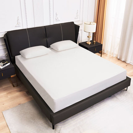 Waterproof Microfiber Wrinkle Resistant Fitted Sheet Queen Size Deep Pocket Mattress Sheet Soft Comfortable Fitted Sheet
