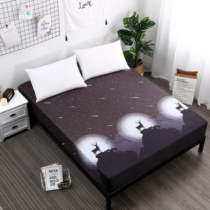 Printed Deep Pocket Mattress Sheet Soft Comfortable Fitted Sheet Microfiber Waterproof Wrinkle Resistant Bed Sheet