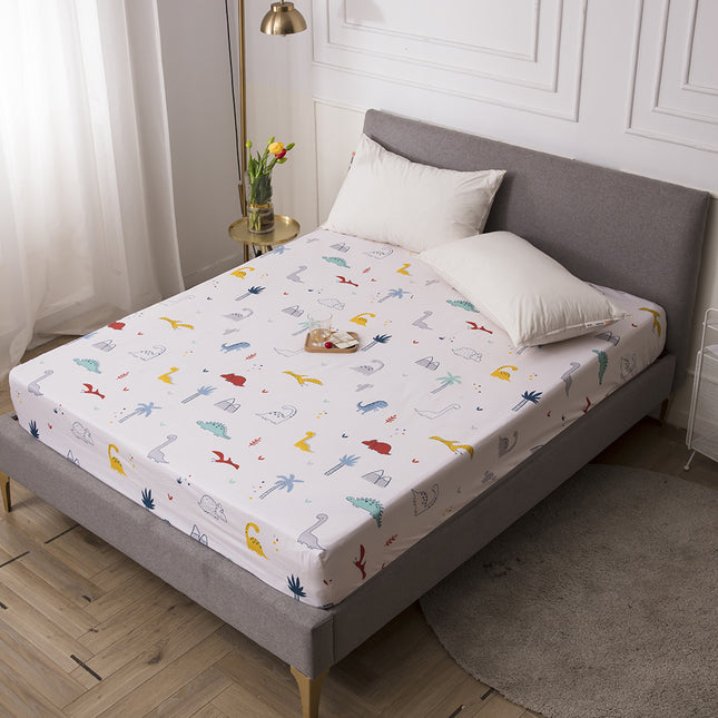 Queen Size Printed Deep Pocket Mattress Sheet Soft Fitted Sheet Microfiber Waterproof Wrinkle Resistant Bed Sheet