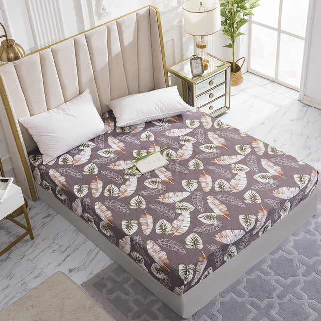 Queen Size Printed Deep Pocket Mattress Sheet Soft Fitted Sheet Microfiber Waterproof Wrinkle Resistant Bed Sheet