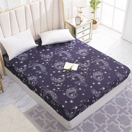Queen Size Printed Deep Pocket Mattress Sheet Soft Fitted Sheet Microfiber Waterproof Wrinkle Resistant Bed Sheet