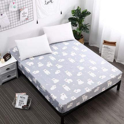 Queen Size Printed Deep Pocket Mattress Sheet Soft Comfortable Fitted Sheet Microfiber Waterproof Wrinkle Resistant Bed Sheet