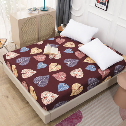 Queen Size Printed Deep Pocket Mattress Sheet Soft Comfortable Fitted Sheet Microfiber Waterproof Wrinkle Resistant Bed Sheet