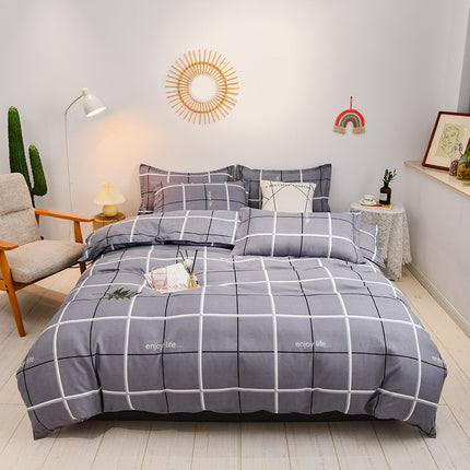 Microfiber Reversible  Prints Bedding Duvet Cover-Queen Comforter Cover Bedding Sets-1Duvet Cover+1 Fitted Sheet With 2 Pillowcase