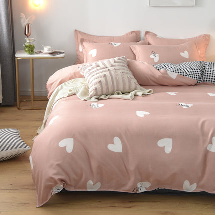Microfiber Reversible  Prints Bedding Duvet Cover-Queen Comforter Cover Bedding Sets-1Duvet Cover+1 Fitted Sheet With 2 Pillowcase
