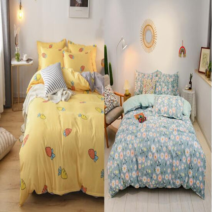 Microfiber Reversible  Prints Bedding Duvet Cover-Queen Comforter Cover Bedding Sets-1Duvet Cover+1 Fitted Sheet With 2 Pillowcase