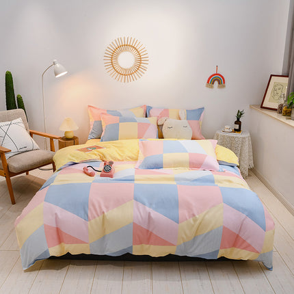 Microfiber Reversible  Prints Bedding Duvet Cover-Queen Comforter Cover Bedding Sets-1Duvet Cover+1 Fitted Sheet With 2 Pillowcase