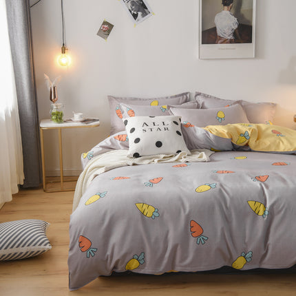Microfiber Reversible  Prints Bedding Duvet Cover-Queen Comforter Cover Bedding Sets-1Duvet Cover+1 Fitted Sheet With 2 Pillowcase