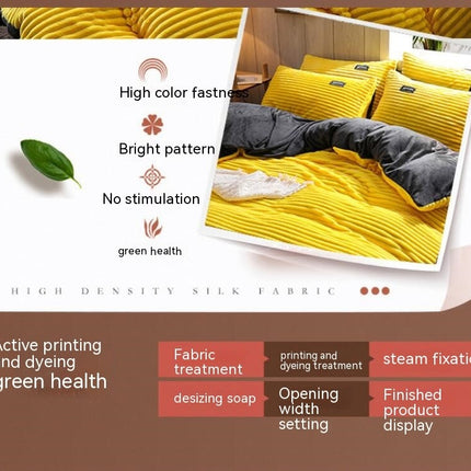 Duvet Cover Milk Velvet 4 Piece Bedding Sets Solid Color Soft and Breathable with Zipper Closure and Corner Ties Queen Cover