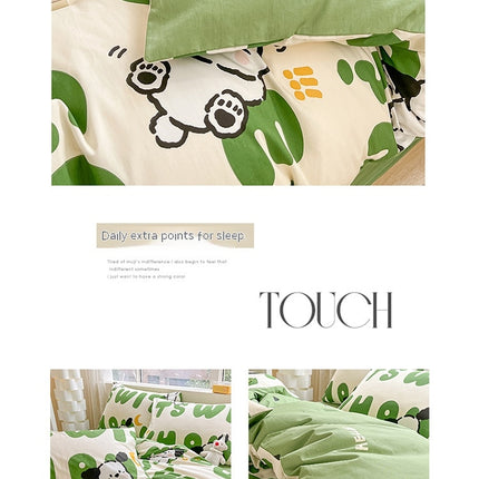 Parure de lit king size 4 pièces (1 couette + 2 taies d'oreiller + 1 drap), housse en coton doux pour toutes les saisons