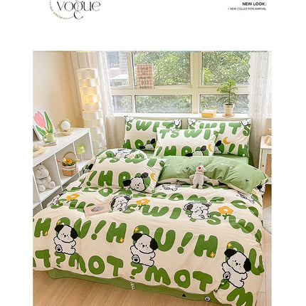 Parure de lit king size 4 pièces (1 couette + 2 taies d'oreiller + 1 drap), housse en coton doux pour toutes les saisons