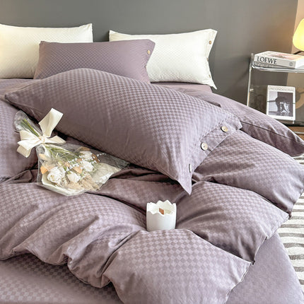 Duvet Cover Queen Size - Soft Queen Duvet Cover Set, 4 Pieces,1 Sheet+ 1 Duvet Cover with Zipper Closure and 2 Pillowcases
