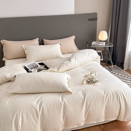 Duvet Cover Queen Size - Soft Queen Duvet Cover Set, 4 Pieces,1 Sheet+ 1 Duvet Cover with Zipper Closure and 2 Pillowcases