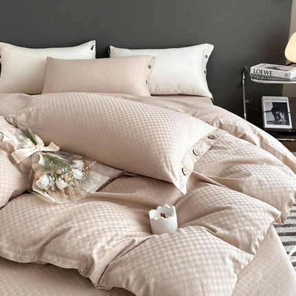 Duvet Cover Queen Size - Soft Queen Duvet Cover Set, 4 Pieces,1 Sheet+ 1 Duvet Cover with Zipper Closure and 2 Pillowcases