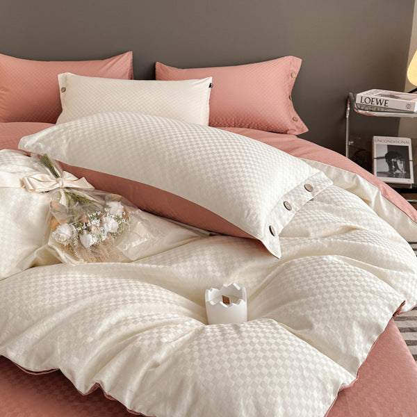 Housse de couette Queen Size – Ensemble de housse de couette douce Queen, 4 pièces, 1 drap + 1 housse de couette avec fermeture éclair et 2 taies d'oreiller