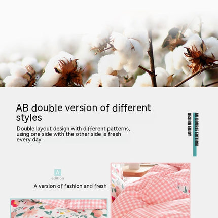 Duvet Cover Queen Size Flowers Printed 0n Bedding Set 4Pcs Soft Lightweight Cotton Comforter Cover With Zipper Ties