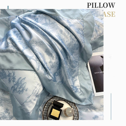 Satin-Bettbezug für Queen-Size-Betten, 4-teilig wie Bettdeckenbezug, ultraweiches und atmungsaktives Bettwäsche-Set mit Reißverschluss