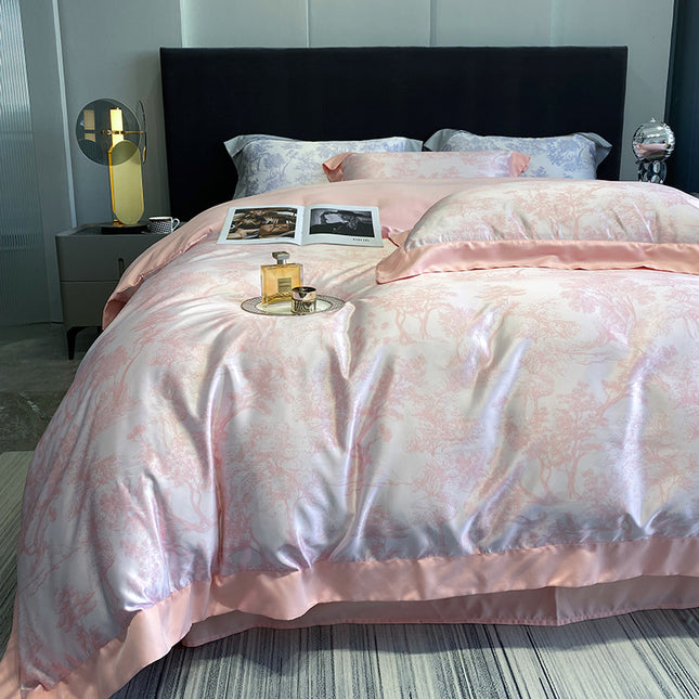 Satin Duvet Cover Queen Size, 4 Piece Like Comforter Cover, Ultra Soft And Breathable Bedding Set With Zipper Closure