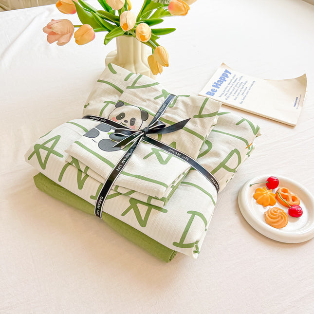 Housse de couette, ensemble de literie Queen en coton 4 pièces, motif floral frais imprimé, avec attaches zippées, luxe doux, respirant et confortable
