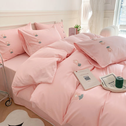 Cotton Queen Duvet Cover Set , Cotton Bedding Set, Soft Duvet Cover Queen with Zipper Ties Closure (100% Cotton 4 Piece Quilt Cover Queen )