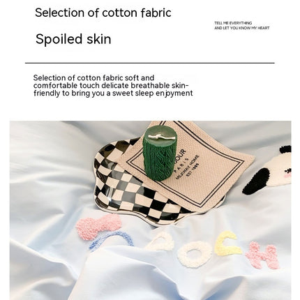 Cotton Queen Duvet Cover Set , Cotton Bedding Set, Soft Duvet Cover Queen with Zipper Ties Closure (100% Cotton 4 Piece Quilt Cover Queen )