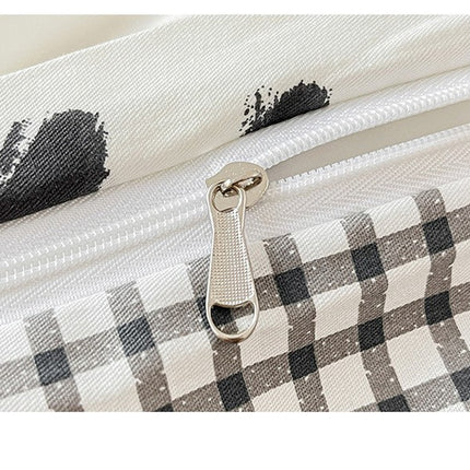 Duvet Cover Set Queen, 100% Cotton Bedding Set, 4 Pieces Reversible Comforter Cover Set (1 Duvet Cover+2 Pillowcases+1 Fitted Sheet)