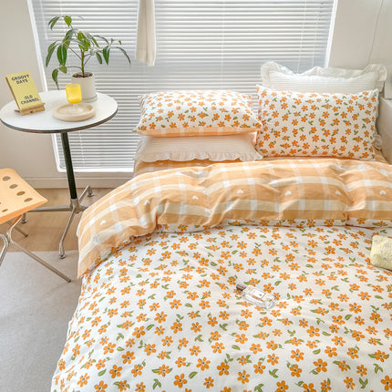 Duvet Cover Queen Flower Botanical Bedding Set 100% Cotton Comforter Cover Bedding Set 1 Duvet Cover +1 Fitted Sheet With 2 Pillowcases Bedding Set