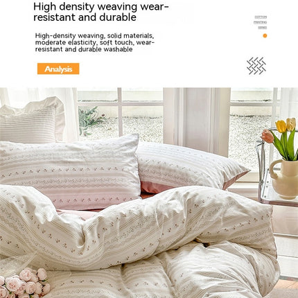Duvet Cover Queen Flower Botanical Bedding Set 100% Cotton Comforter Cover Bedding Set 1 Duvet Cover +1 Fitted Sheet With 2 Pillowcases Bedding Set