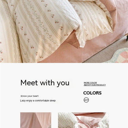 Duvet Cover Queen Flower Botanical Bedding Set 100% Cotton Comforter Cover Bedding Set 1 Duvet Cover +1 Fitted Sheet With 2 Pillowcases Bedding Set