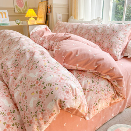 Duvet Cover Queen Flower Botanical Bedding Set 100% Cotton Comforter Cover Bedding Set 1 Duvet Cover +1 Fitted Sheet With 2 Pillowcases Bedding Set