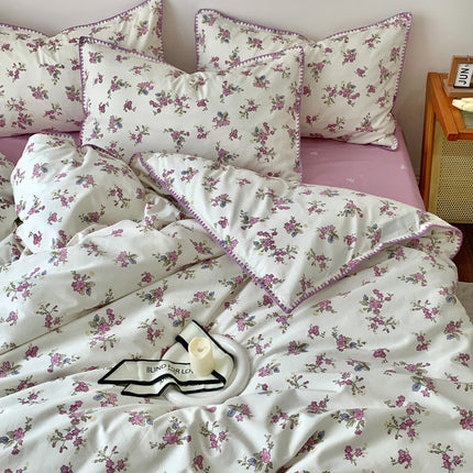 Queen Duvet Cover Set - 100% Washed Cotton en Printed Bedding Set with Zipper Closure 4 Bedding Set Queen Size