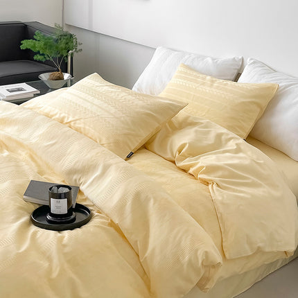 Queen Duvet Cover Set -Duvet Cover Set Cotton Reversible Design 4Piece Bedding Set (1 Duvet Cover+1 Fitted Sheet+ 2 Pillowcases) With Zipper Closure