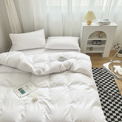 Cotton Duvet Cover Queen - Cotton Waffle Weave Duvet Cover Queen Size, Soft and Breathable Queen Duvet Cover Set for All Season