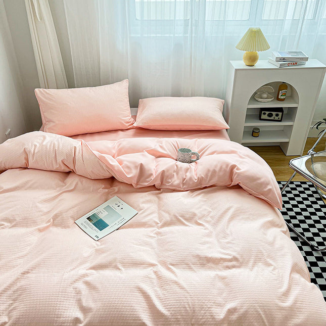 Housse de couette en coton Queen – Housse de couette en coton tissé gaufré Queen Size, ensemble de housse de couette Queen doux et respirant pour toutes les saisons